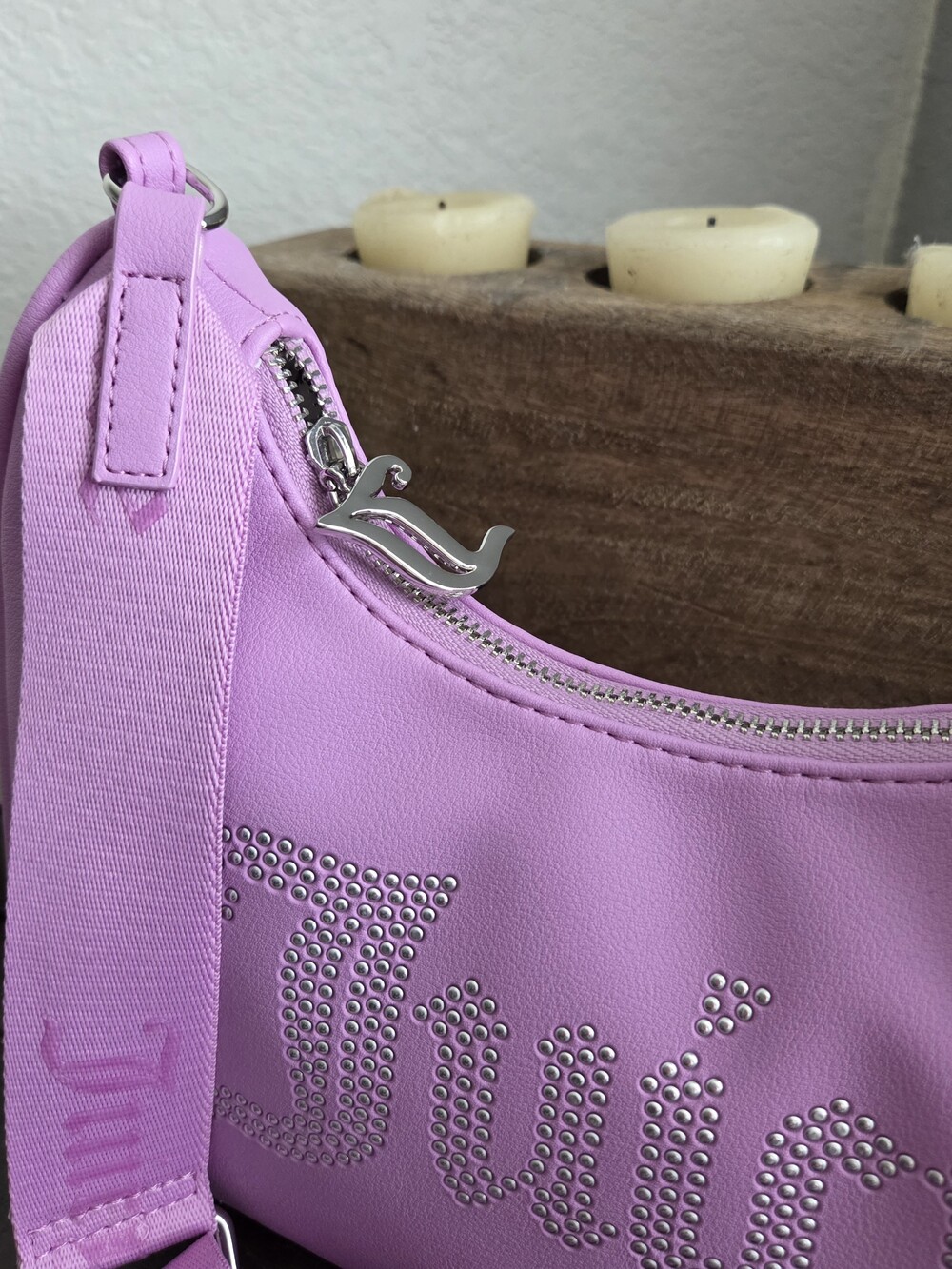 Juicy Couture Rhinestone Logo Shoulder Bag Pink NWT - Picture 2 of 5